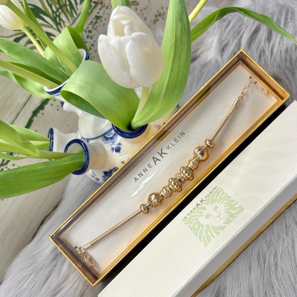 ANNE KLEIN Gold Beaded Bracelet